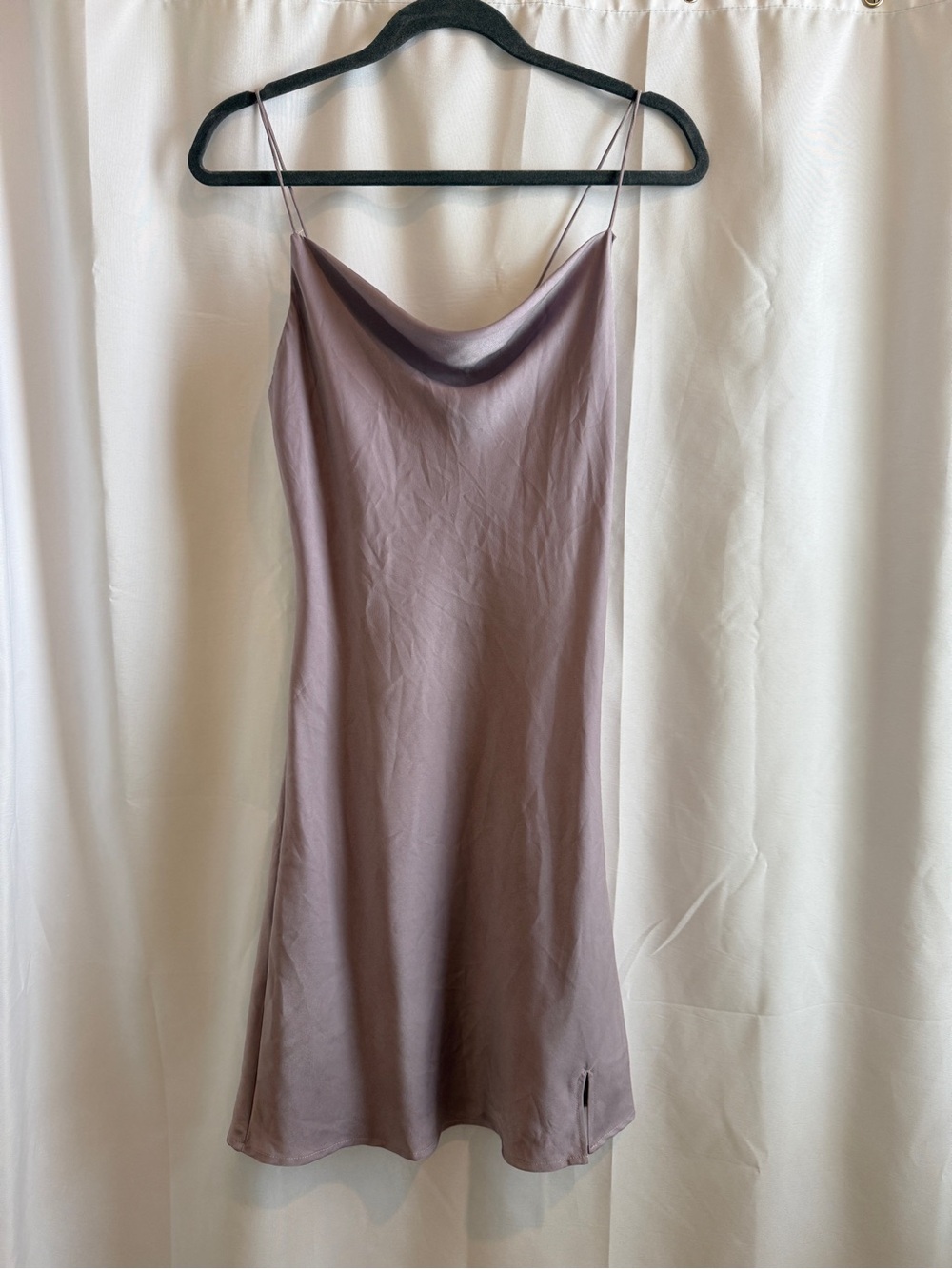 Lilac Cowl-Neck Mini Slip Dress